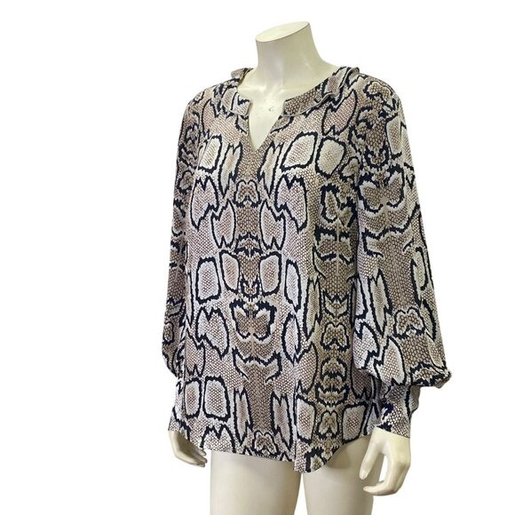 Cabi Womens Snake Print Long Sleeve Blouse With Button Cuffs Md - Picture 3 of 7